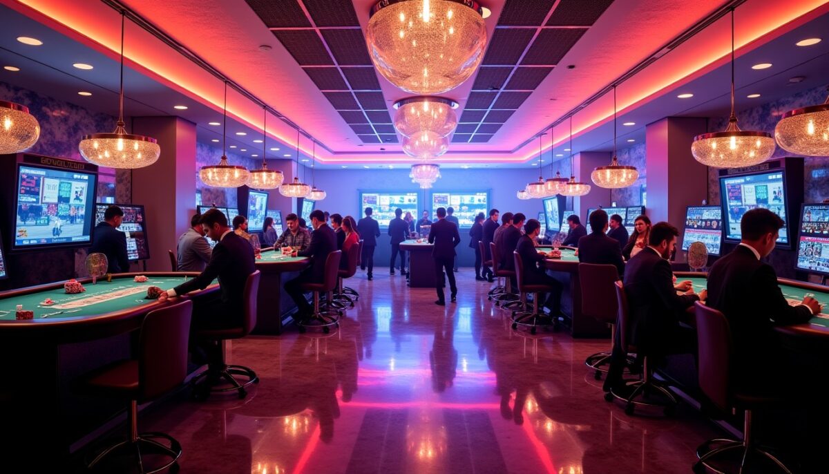 Néons Éclairants et Vignettes: Immersion dans le Hall d’un Casino Moderne